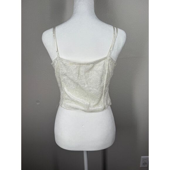 Vtg Y2k Victorias Secret White Velvet Tank Top Sz M Coquette Cottagecore Angel - Picture 4 of 7
